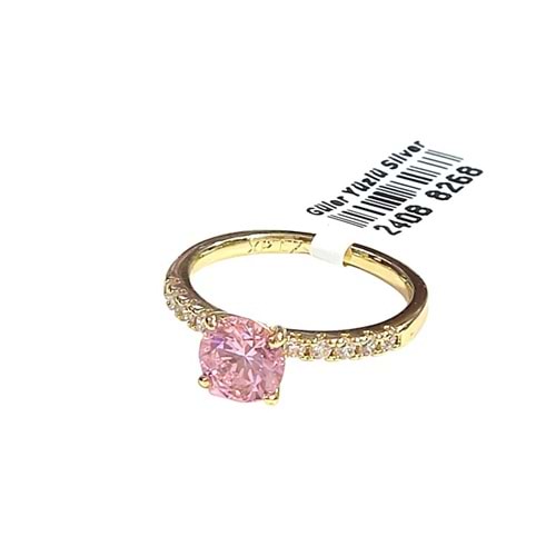 XUPING 7 MM PEMBE TEK TAŞ YÜZÜK GOLD