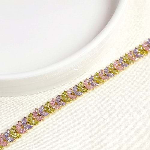 XUPING 7 MM SOFT TAŞLI DEFNE BİLEKLİK 17+2 CM GOLD