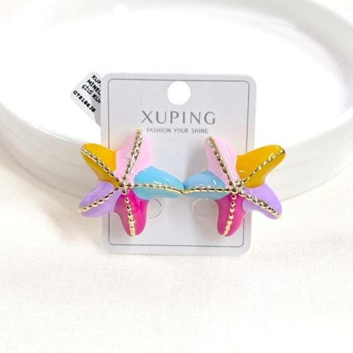 XUPING 2,7 CM RENKLİ MİNELİ DENİZ YILDIZI ÇİVİ KÜPE GOLD