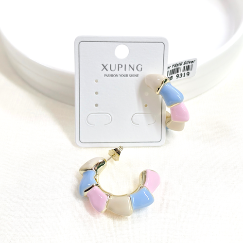 XUPING 3 CM MAVİ MİNELİ TIRTIK ÇİVİ KÜPE GOLD