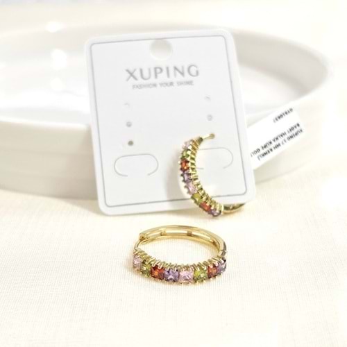 XUPING 17 MM RENKLİ BAGET HALKA KÜPE GOLD