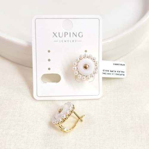 XUPING 14 MM İNCİLİ HALKA KÜPE GOLD