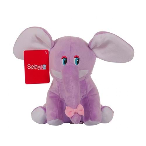 SELAY TOYS PELUŞ OTURAN FİL 20X17 CM 1286 - LİLA