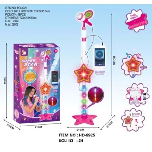 KUTULU IŞIKLI KARAOKE MİKROFON TELEFON BAĞLAMALI HD-8925 *24