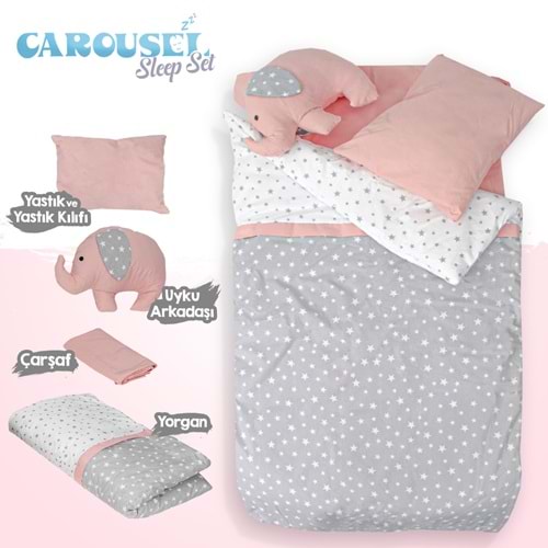 KİWİ CAROUSEL SEPET BEŞİK UYKU SETİ - PEMBE