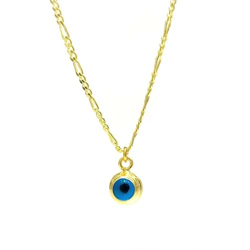 CAM GÖZ BONCUKLU GÜMÜŞ KOLYE - ALTIN KAPLAMA