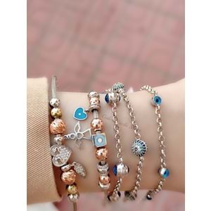 RODYUM KAPLAMA TAŞLI DOÇ GÜMÜŞ BİLEKLİK