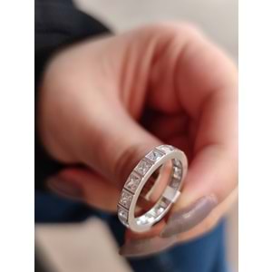 KARE BAGET TAŞLI TAMTUR GÜMÜŞ YÜZÜK