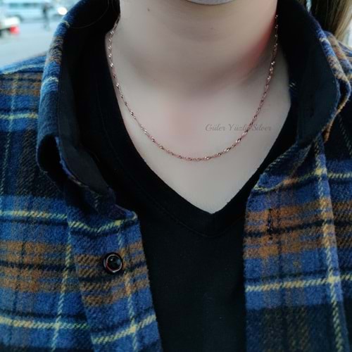 50 CM SİNGAPUR GÜMÜŞ ZİNCİR - ROSE ALTIN KAPLAMA