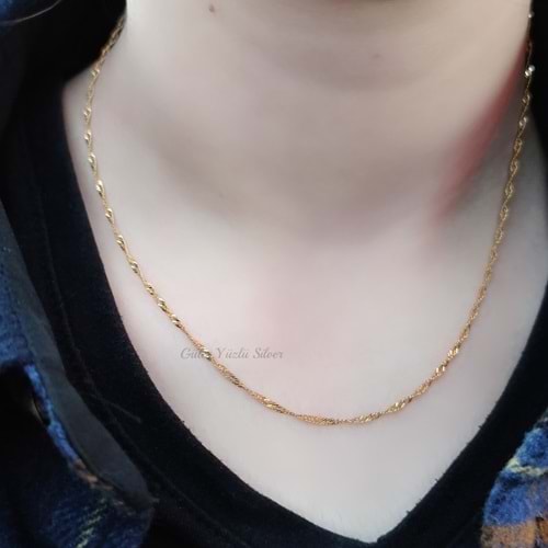 60 CM SİNGAPUR GÜMÜŞ ZİNCİR - ALTIN KAPLAMA