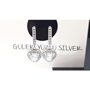 ZİRKON TAŞLI SALLANTILI KALPLİ GÜMÜŞ KÜPE