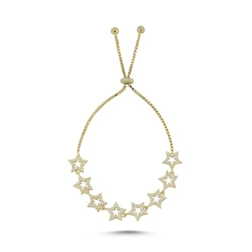 ZİRKON TAŞLI YILDIZ ASANSÖR GÜMÜŞ BİLEKLİK - ALTIN KAPLAMA