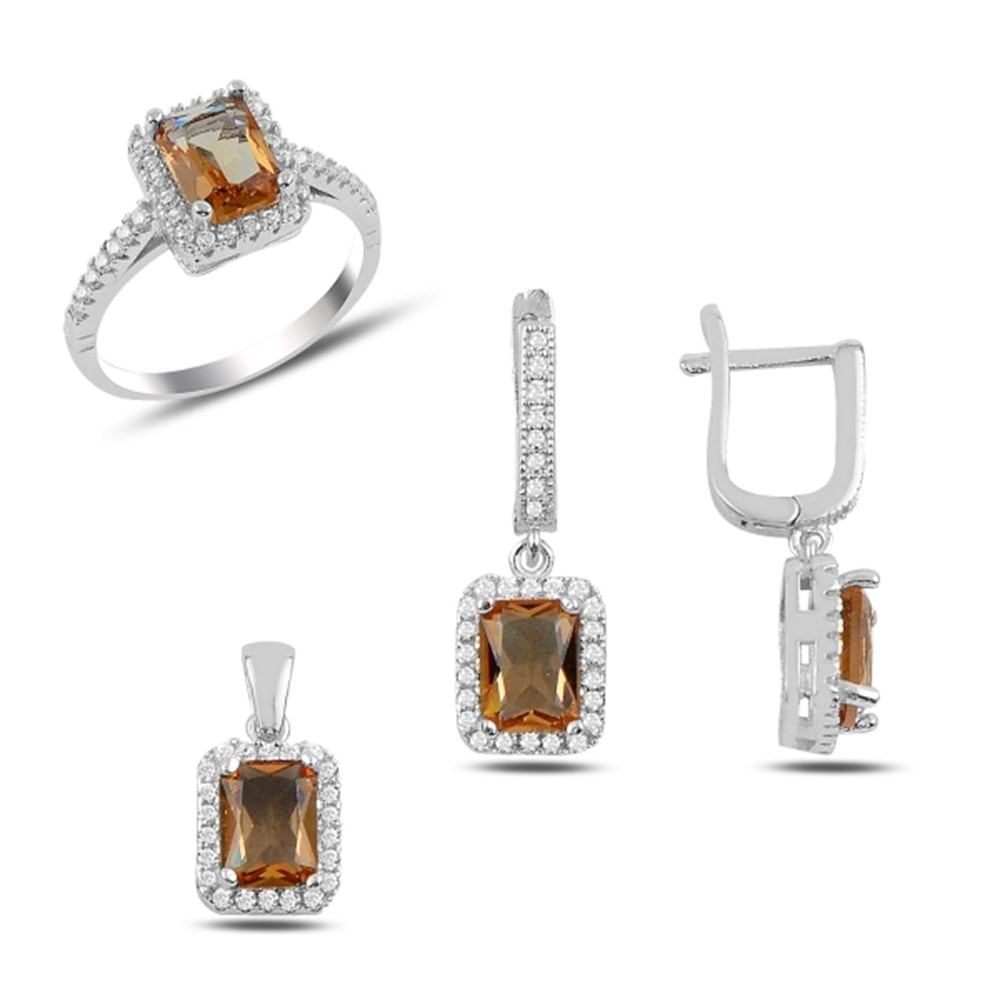 SULTANİT BAGET TAŞLI KİBAR GÜMÜŞ SET - 19