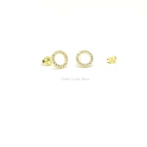 İÇİ BOŞ ÇEMBER GÜMÜŞ ÇİVİ KÜPE - ALTIN SARI