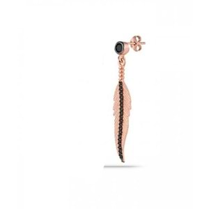 3 CM TÜY ÇİVİ GÜMÜŞ KÜPE (TEK) - SİYAH ZİRKON TAŞ