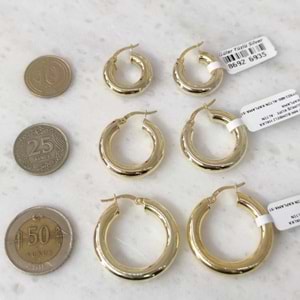 22 MM BOMBELİ HALKA GÜMÜŞ KÜPE - RODYUM KAPLAMA