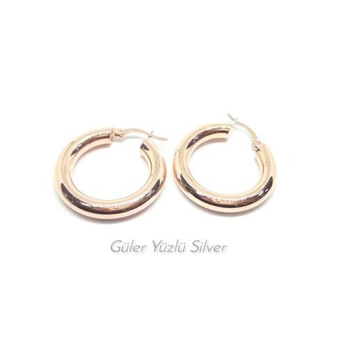 22 MM BOMBELİ HALKA GÜMÜŞ KÜPE - ROSE ALTIN KAPLAMA