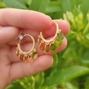 15 MM SALLANTILI PULLU SHAKIRA GÜMÜŞ KÜPE - ALTIN SARI