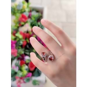 DESEN DETAYLI İKİLİ YUVARLAK SULTANİT TAŞLI GÜMÜŞ YÜZÜK