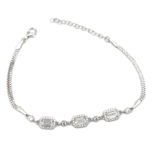 3 LÜ MİNİ BAGET KÜP GÜMÜŞ BİLEKLİK - RODYUM KAPLAMA