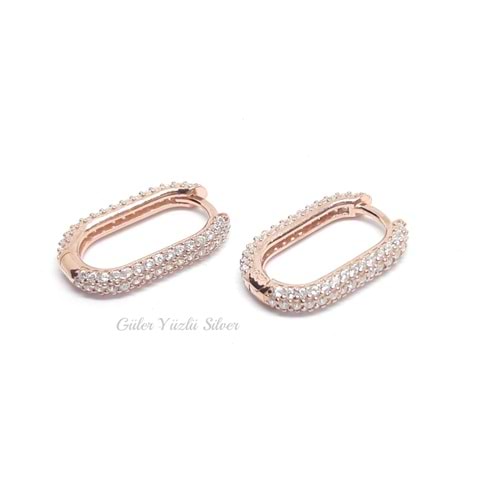 ZİRKON TAŞLI ORTA BOY OVAL HALKA GÜMÜŞ KÜPE - ROSE ALTIN KAPLAMA (BAKIR) - GYS01688-ROSE ALTIN KAPLAM-STD