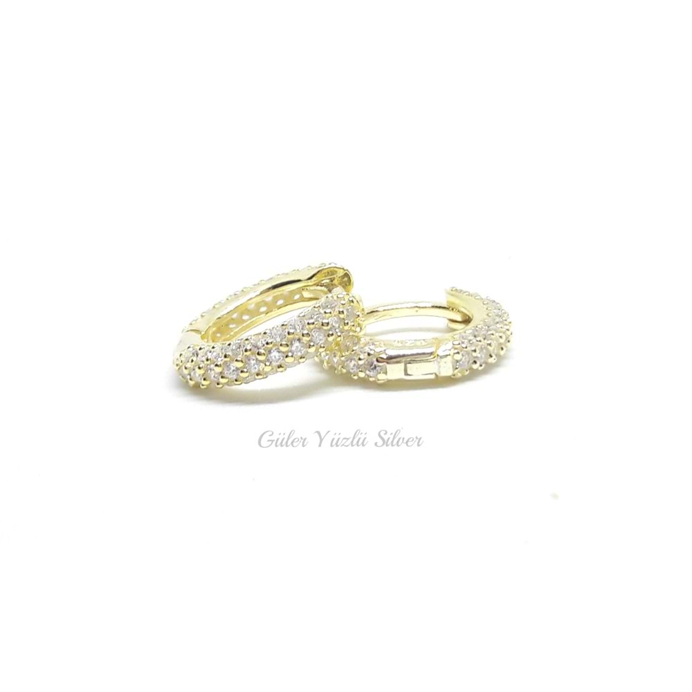 8 MM ZİRKON FULL TAŞ HALKA GÜMÜŞ KÜPE - ALTIN KAPLAMA (SARI) - GYS01696-ALTIN KAPLAMA (SA-STD