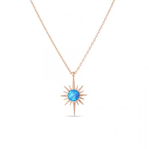 MAVİ OPAL KUTUP YILDIZ GÜMÜŞ KOLYE - ROSE BAKIR