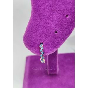 12 MM TURKUAZ ÇITIR HALKA GÜMÜŞ KÜPE