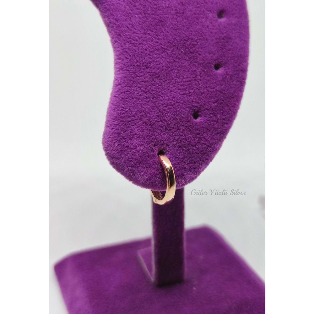 10 MM DÜZ HALKA GÜMÜŞ KÜPE - ROSE ALTIN KAPLAMA (BAKIR)