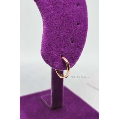 12 MM DÜZ HALKA GÜMÜŞ KÜPE - ROSE ALTIN KAPLAMA (BAKIR)