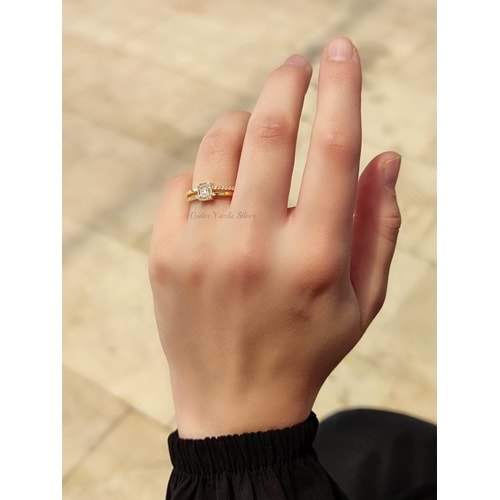 İTHAL İKİ SIRA MİNİ BAGET GÜMÜŞ YÜZÜK - ALTIN KAPLAMA (SARI) - 17 - GYS01818-ALTIN KAPLAMA (SAR-17