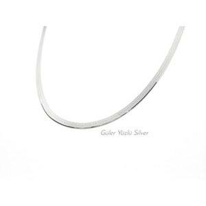 ITALY DAMGALI ORJİNAL ITALYAN YASSI GÜMÜŞ ZİNCİR - RODYUM KAPLAMA (BEYAZ) - 45 CM