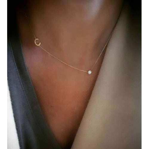 KİŞİYE ÖZEL HARF KOLYE - ALTIN KAPLAMA (SARI) - TEK HARF