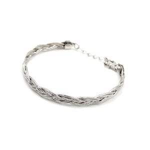 ITALYAN ÖRGÜ GÜMÜŞ BİLEKLİK - RODYUM BEYAZ