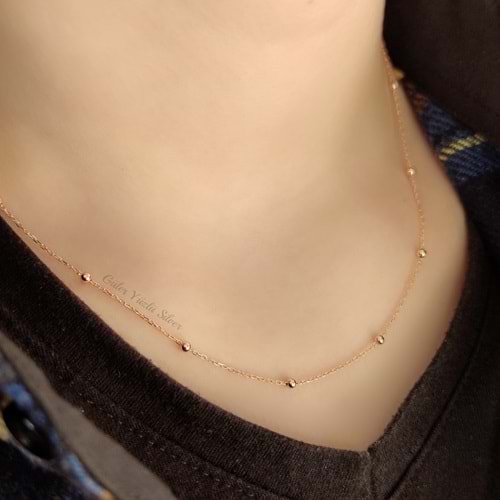 TOP TOP GÜMÜŞ ZİNCİR - ROSE ALTIN KAPLAMA (BAKIR) - 45 CM