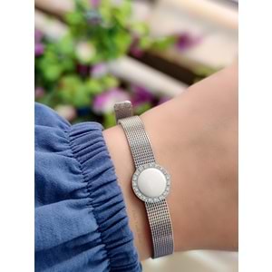 BEYAZ TAŞLI ÇELİK KEMER BİLEKLİK