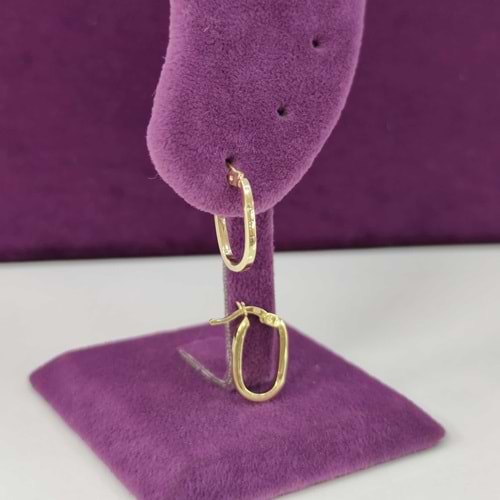 9 MM OVAL İTHAL HALKA GÜMÜŞ KÜPE - ALTIN SARI