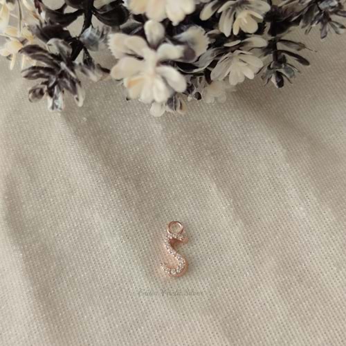 İTHAL TAŞLI HARF ( KOLYE KÜPE BİLEKLİK UCU) - ROSE ALTIN KAPLAMA (BAKIR) - S HARFİ