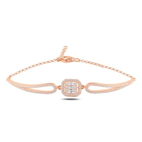 PIRLANTA MONTÜR BAGET GÜMÜŞ BİLEKLİK - ROSE BAKIR