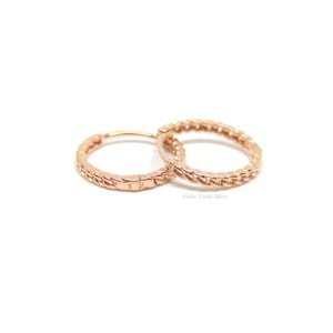 12 MM ZİNCİR DESEN HALKA GÜMÜŞ KÜPE - ROSE BAKIR