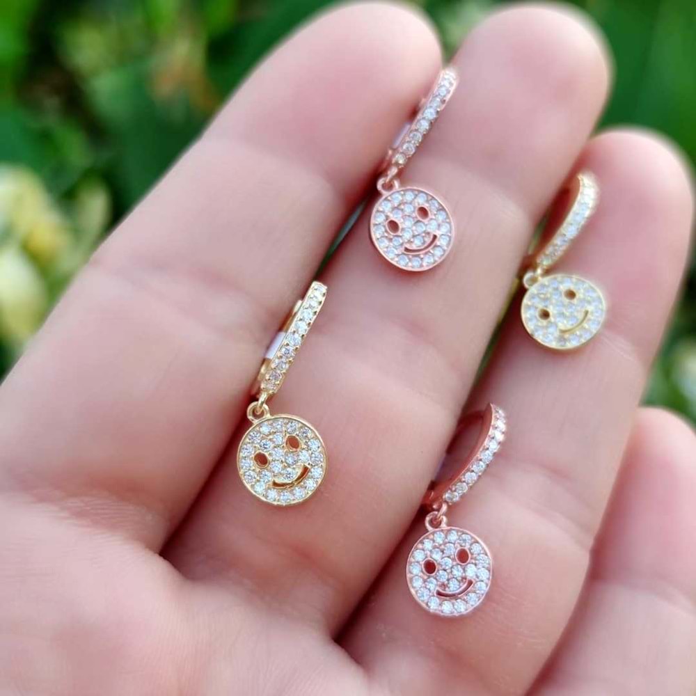 SMILE TEK HALKA GÜMÜŞ KÜPE - ROSE BAKIR