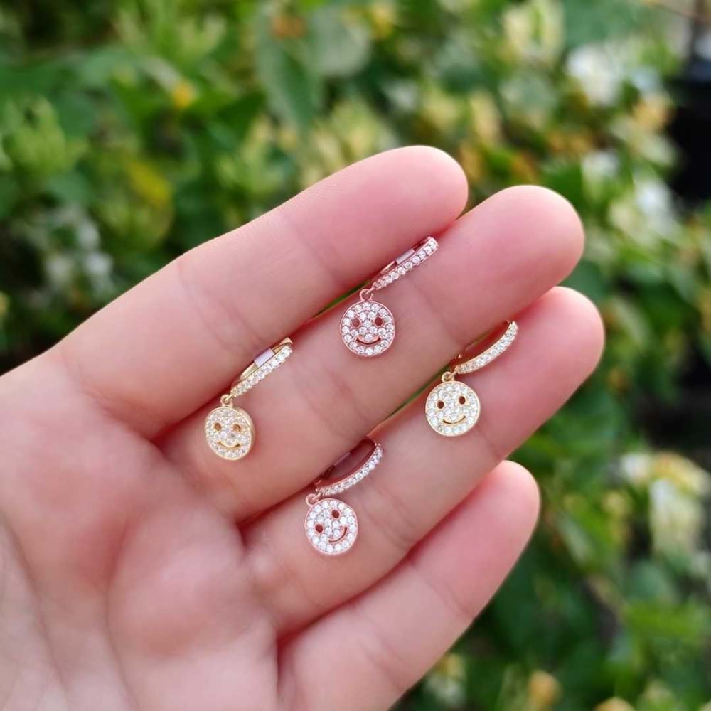 SMILE TEK HALKA GÜMÜŞ KÜPE - ROSE BAKIR