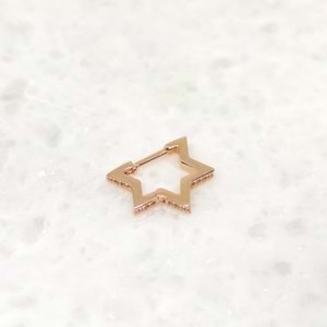 TAŞLI YILDIZ TEK GÜMÜŞ KÜPE - ROSE BAKIR