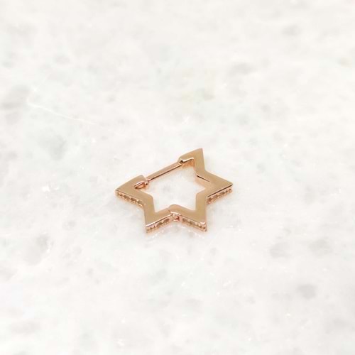 TAŞLI YILDIZ TEK GÜMÜŞ KÜPE - ROSE BAKIR