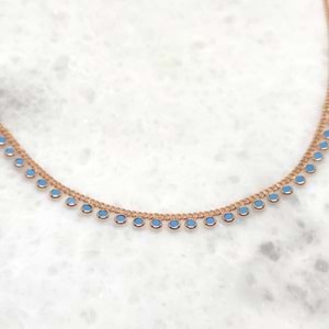 SALLANTILI TURKUAZ TAŞLI GÜMÜŞ KOLYE - ROSE BAKIR