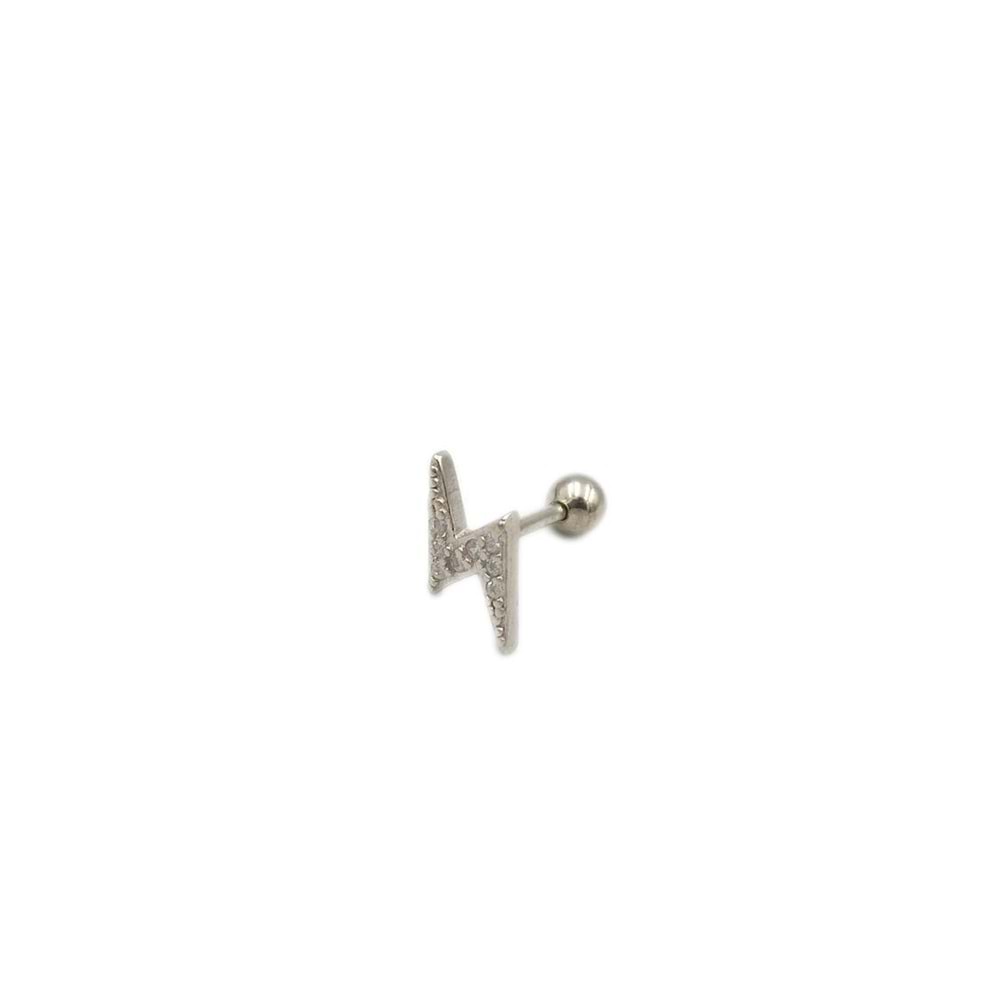 ŞİMŞEK GÜMÜŞ TRAGUS PIERCING - RODYUM BEYAZ