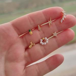 KUŞ GÜMÜŞ TRAGUS PIERCING - ALTIN SARI