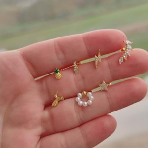 KUŞ GÜMÜŞ TRAGUS PIERCING - ALTIN SARI