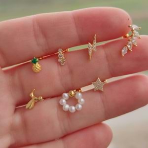 KUŞ GÜMÜŞ TRAGUS PIERCING - ALTIN SARI