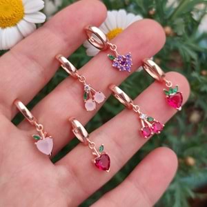 ÜZÜM TEK GÜMÜŞ HALKA KÜPE - ROSE BAKIR